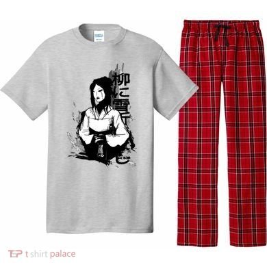 Geisha Japanese Script Greyscale Pajama Set
