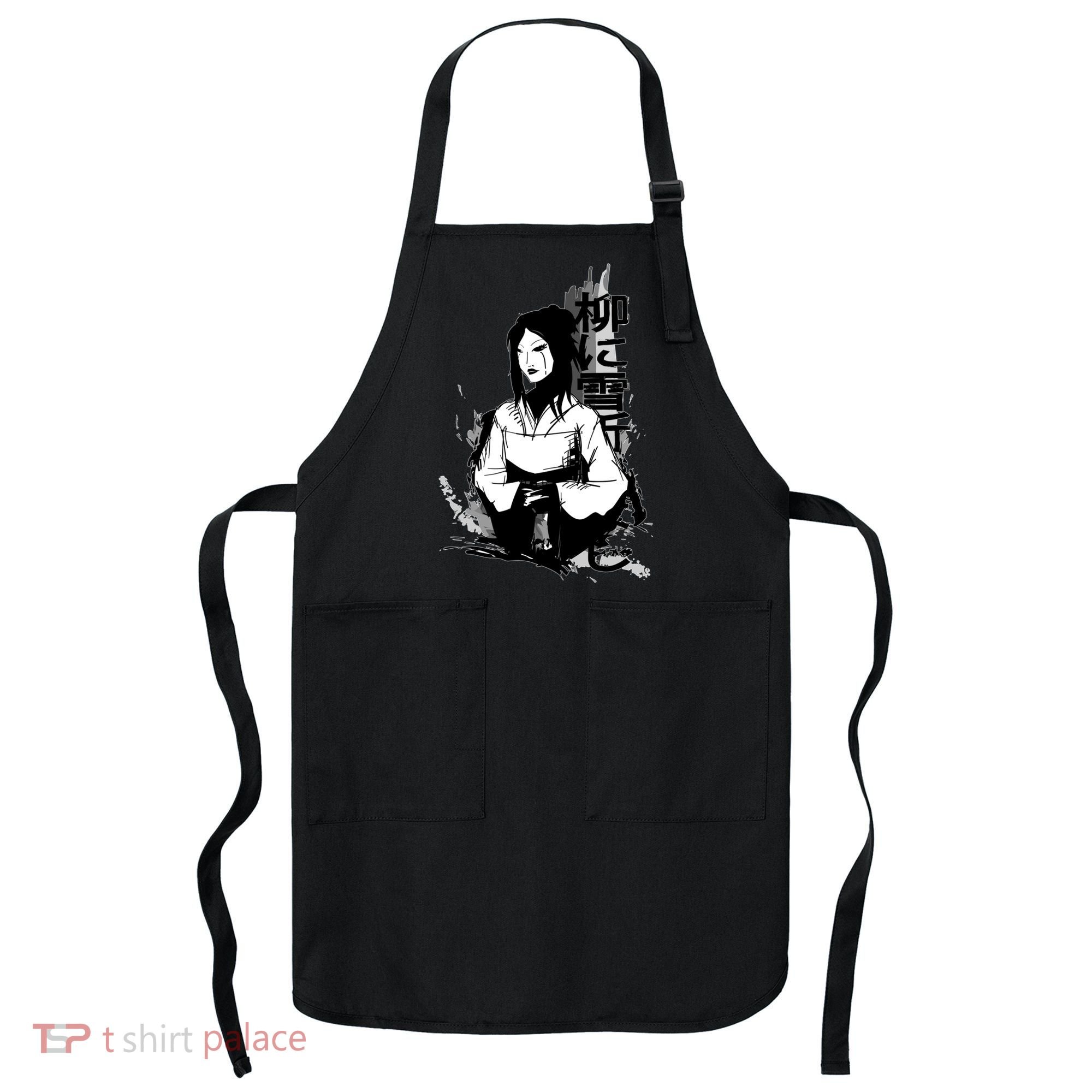 Geisha Japanese Script Greyscale Apron