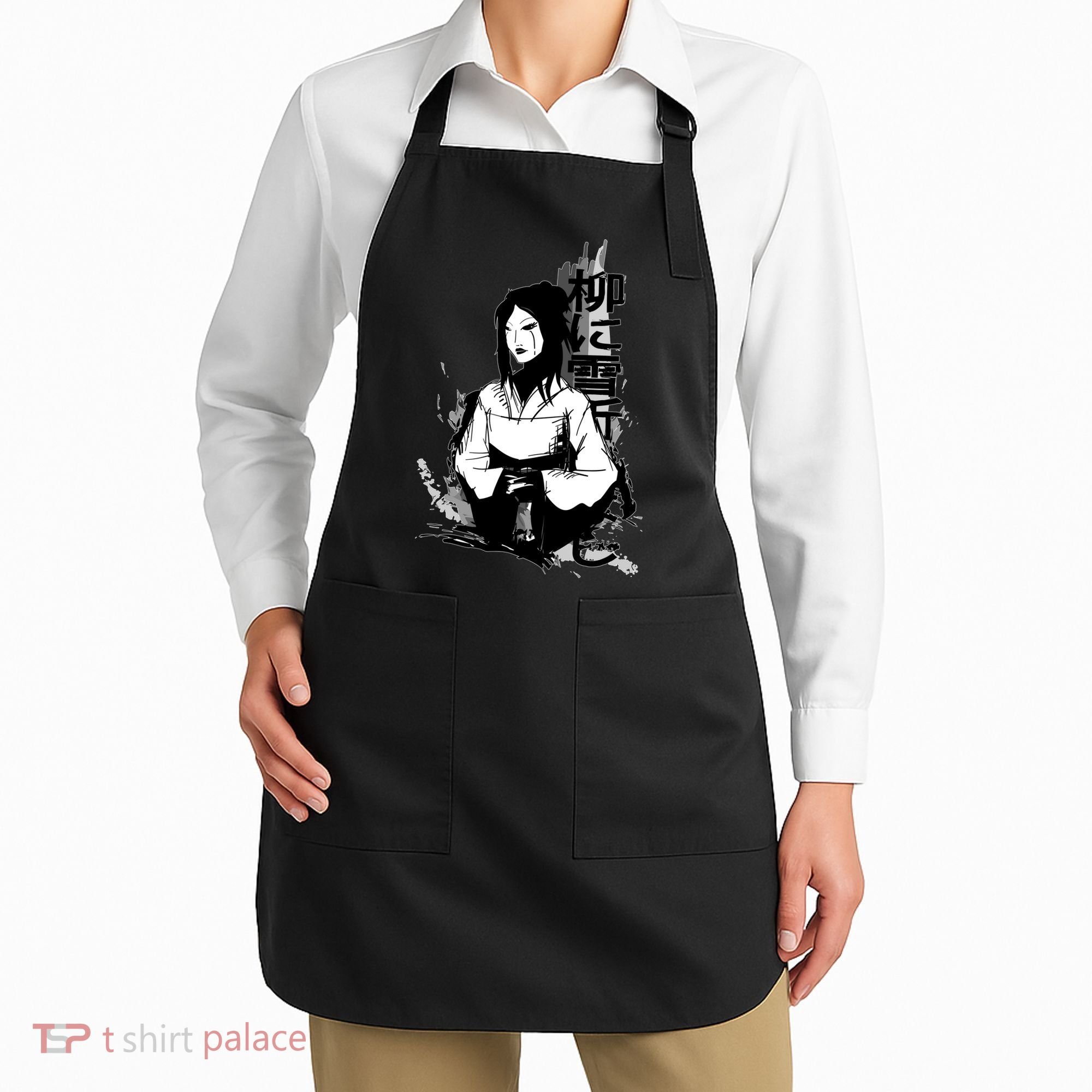 Geisha Japanese Script Greyscale Apron
