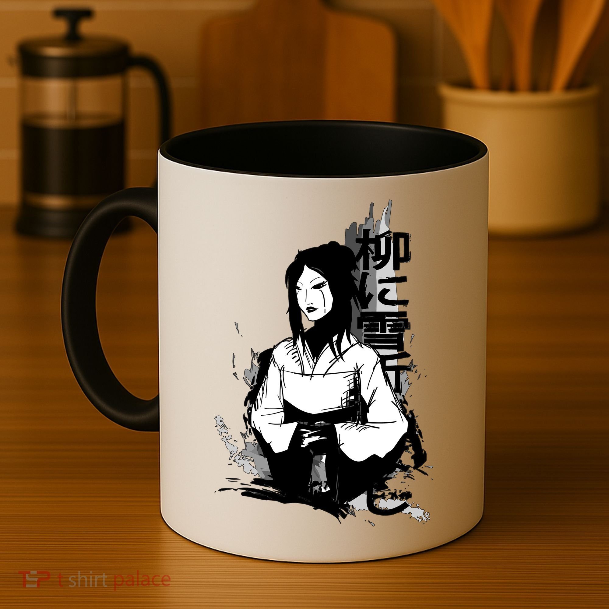 Geisha Japanese Script Greyscale Coffee Mug