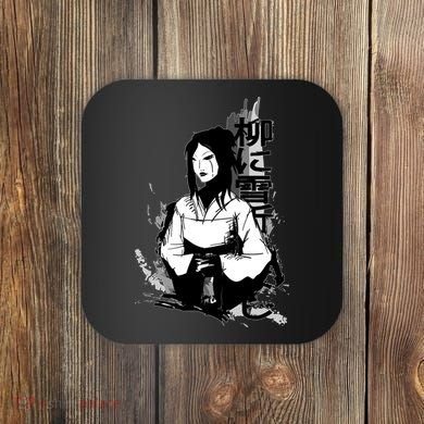 Geisha Japanese Script Greyscale Coaster