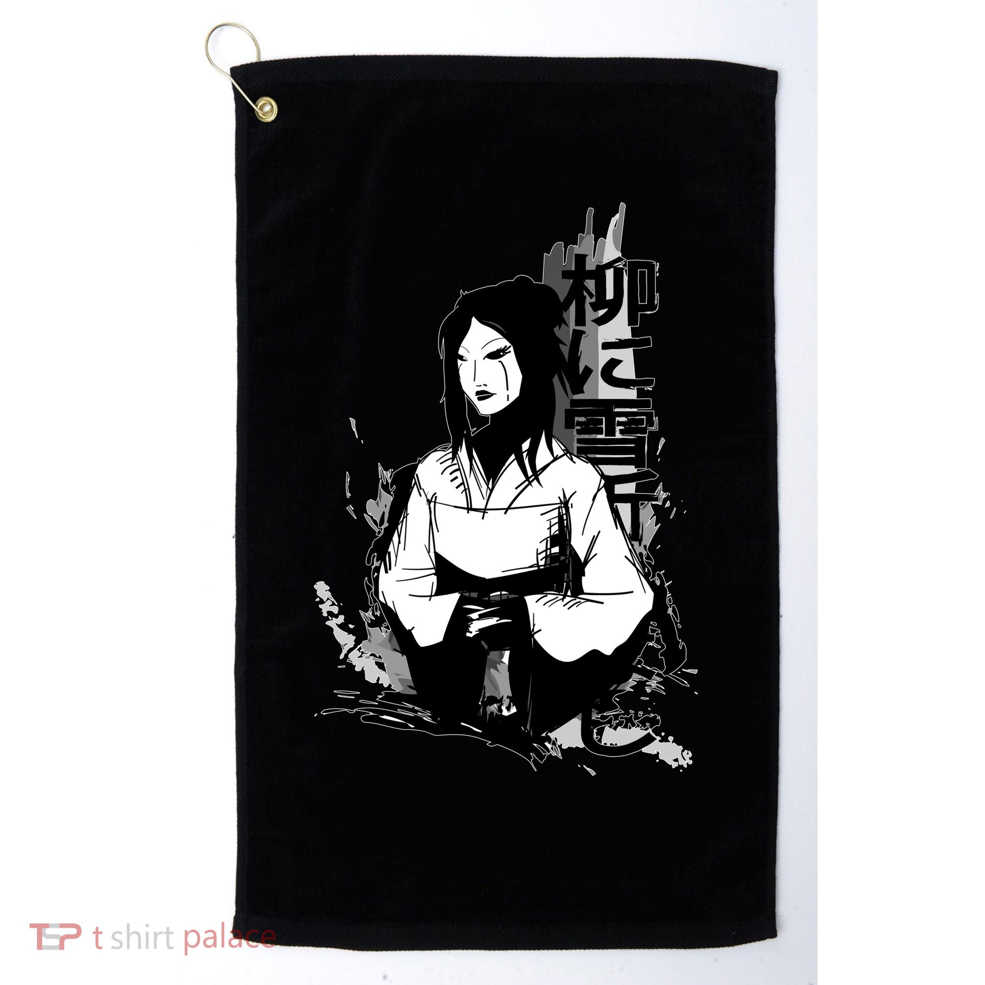 Geisha Japanese Script Greyscale Golf Towel