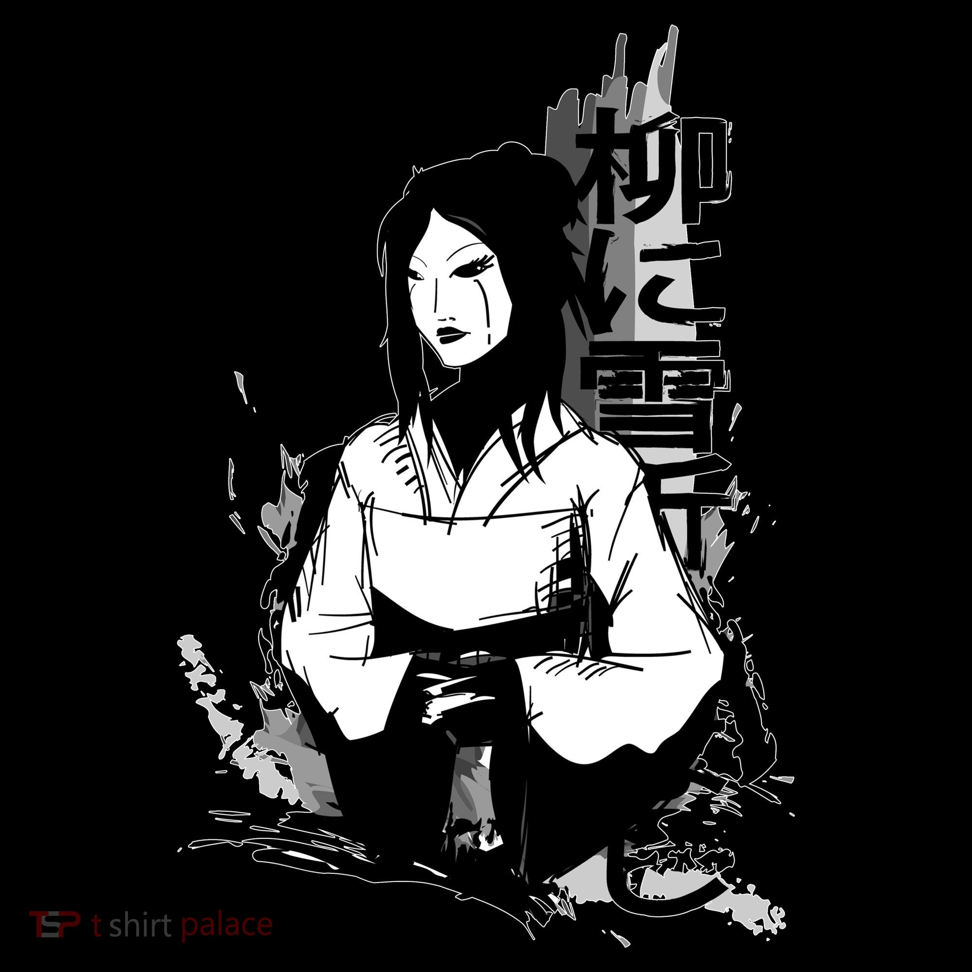 Geisha Japanese Script Greyscale Women's Long Sleeve Shirt