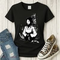 Geisha Japanese Script Greyscale Women's T-Shirt thumb 3