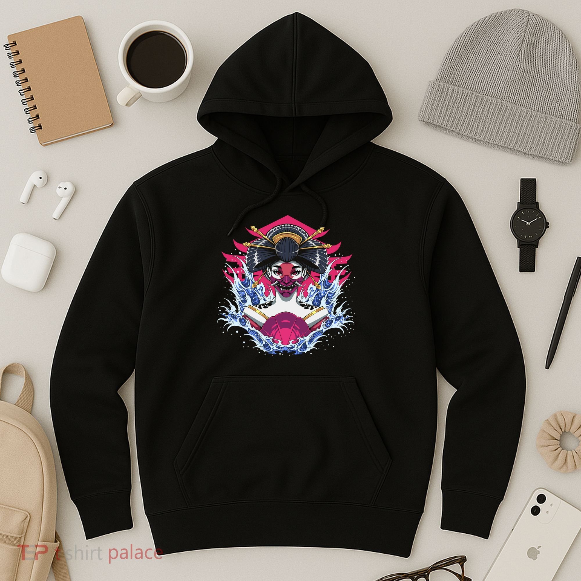 Geishia Ninja Mask Japanese Art Hoodie