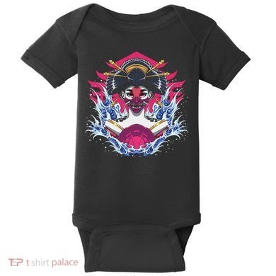 Geishia Ninja Mask Japanese Art Baby Bodysuit