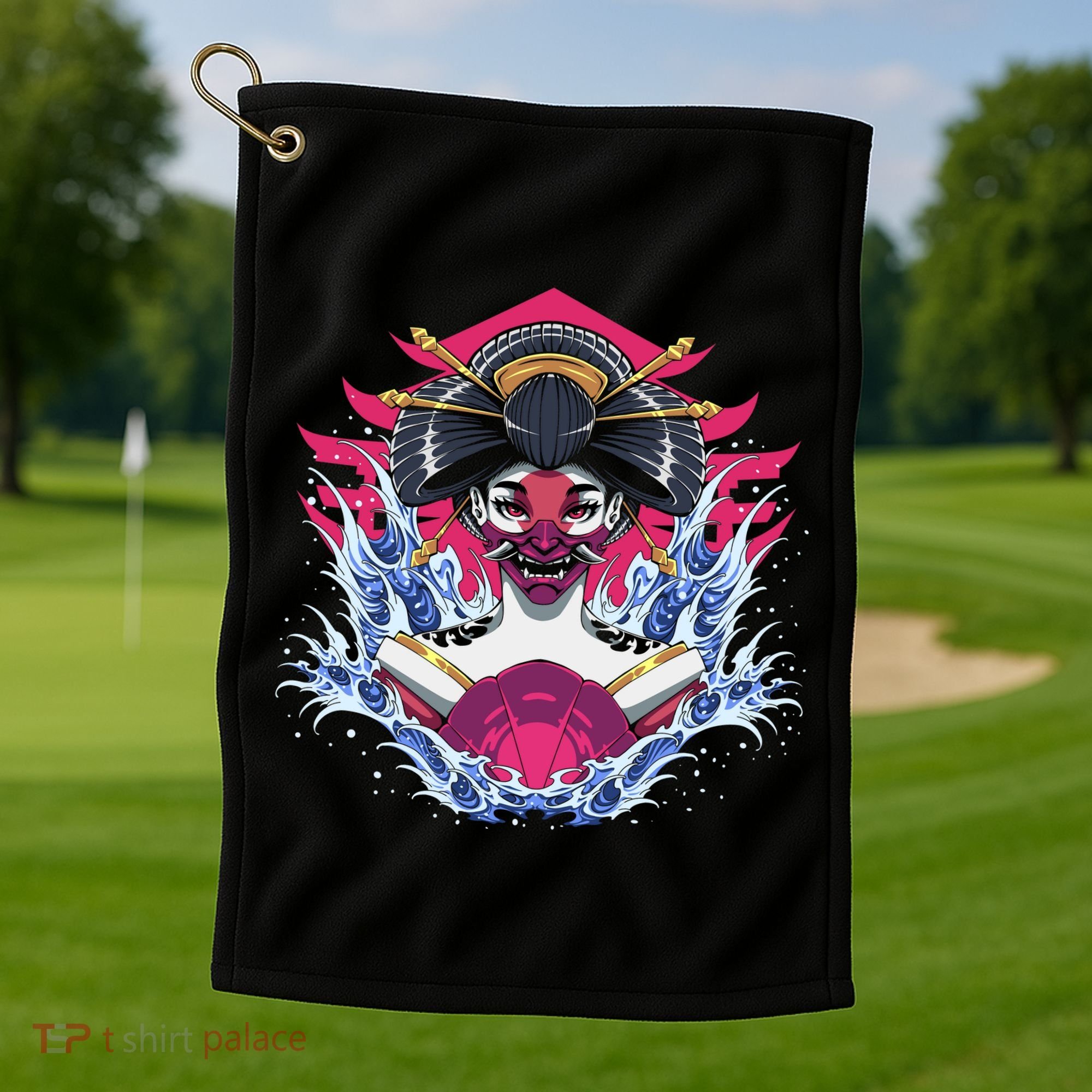 Geishia Ninja Mask Japanese Art Golf Towel