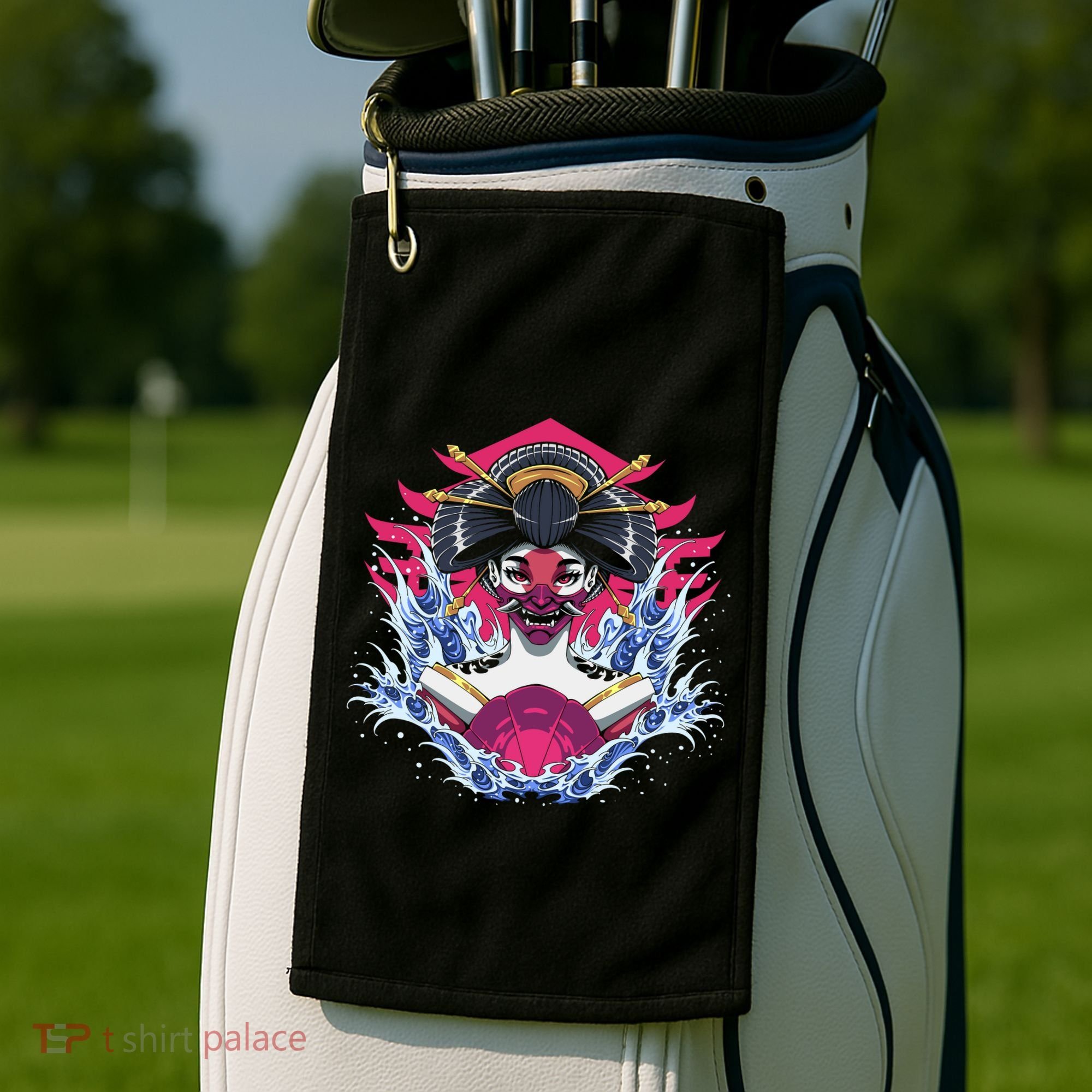 Geishia Ninja Mask Japanese Art Golf Towel