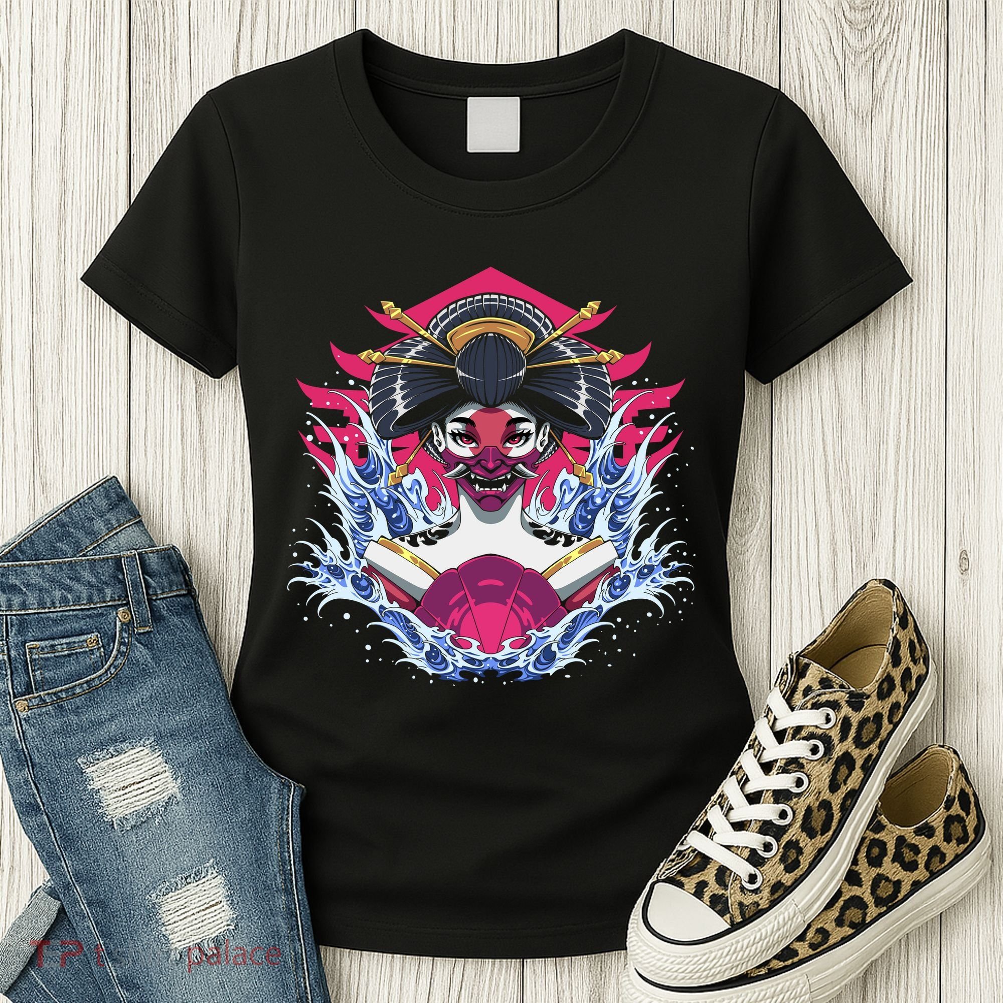 Geishia Ninja Mask Japanese Art Women's T-Shirt