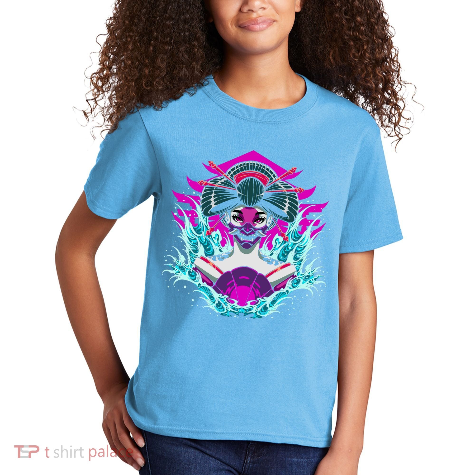 Geishia Ninja Mask Japanese Art Kids T-Shirt