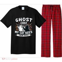 Ghost Exist My Cat Sees Them Daily Funny Matching Halloween Pajama Set thumb 0