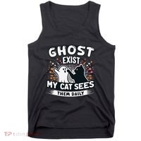 Ghost Exist My Cat Sees Them Daily Funny Matching Halloween Tank Top thumb 0
