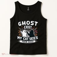 Ghost Exist My Cat Sees Them Daily Funny Matching Halloween Tank Top thumb 2