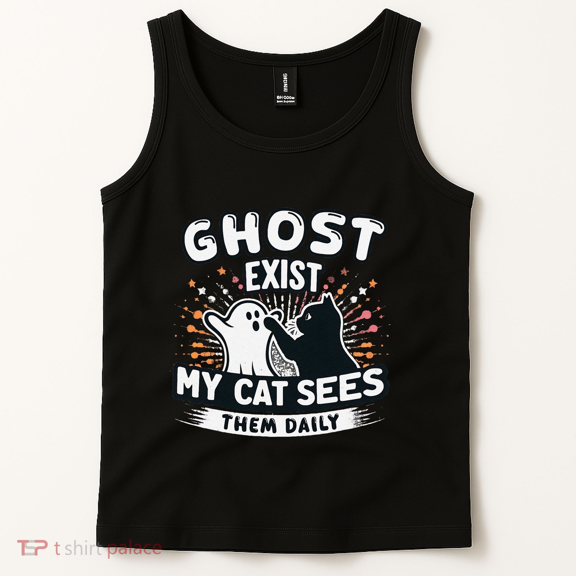 Ghost Exist My Cat Sees Them Daily Funny Matching Halloween Tank Top