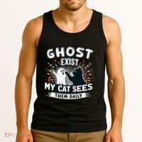 Ghost Exist My Cat Sees Them Daily Funny Matching Halloween Tank Top thumb 3