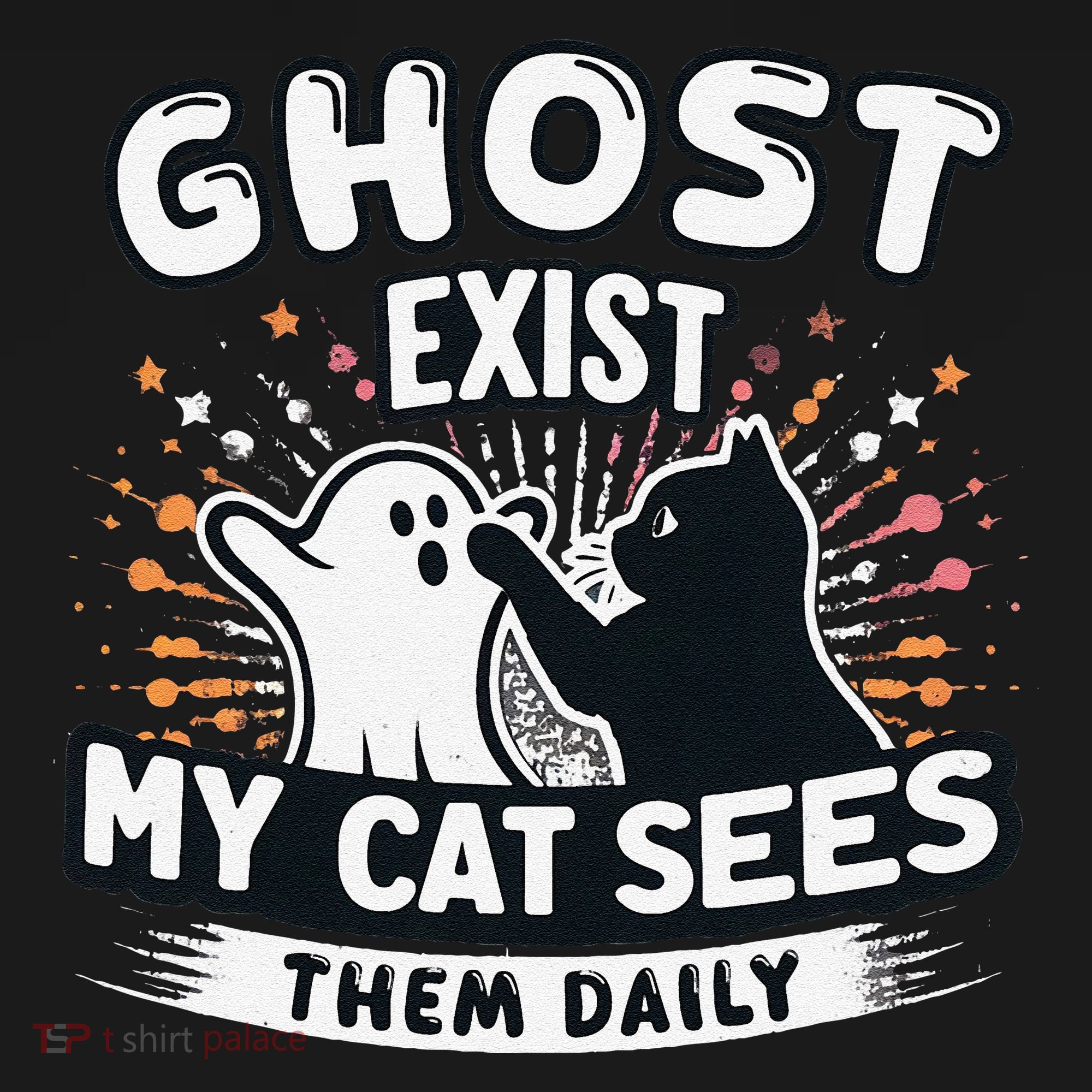 Ghost Exist My Cat Sees Them Daily Funny Matching Halloween Tank Top
