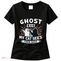 Ghost Exist My Cat Sees Them Daily Funny Matching Halloween Women's T-Shirt thumb 0