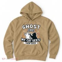 Ghost Exist My Cat Sees Them Daily Funny Matching Halloween Hoodie thumb 0