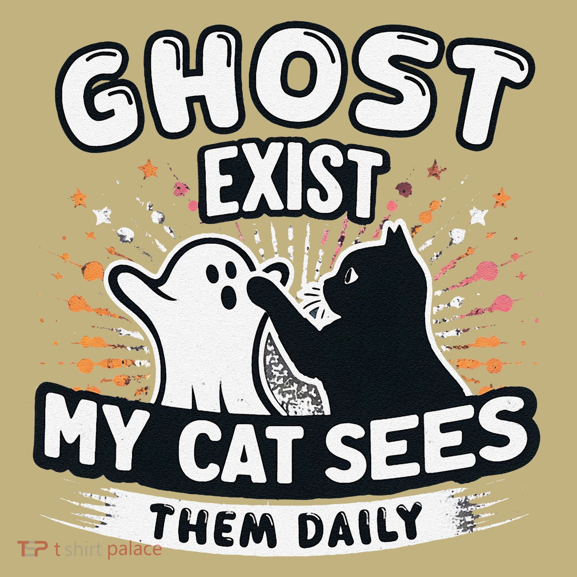 Ghost Exist My Cat Sees Them Daily Funny Matching Halloween Long Sleeve Shirt