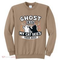 Ghost Exist My Cat Sees Them Daily Funny Matching Halloween Sweatshirt thumb 0