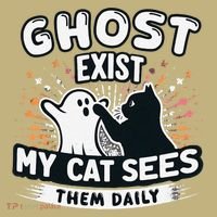 Ghost Exist My Cat Sees Them Daily Funny Matching Halloween Polo thumb 2