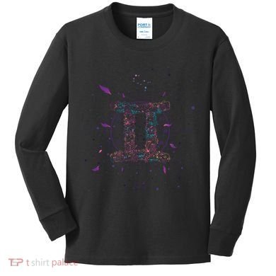 Gemeni Floral Zodiac Kids Long Sleeve Shirt