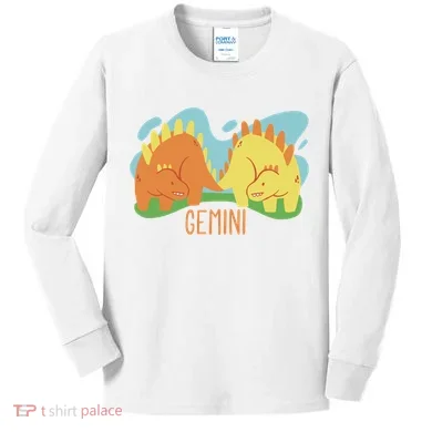 Gemini Dinosaur Kids Long Sleeve Shirt