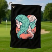 Gemini Zodiac Girl Golf Towel thumb 1