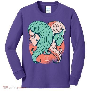 Gemini Zodiac Girl Kids Long Sleeve Shirt