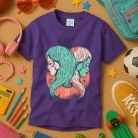 Gemini Zodiac Girl Kids T-Shirt thumb 3