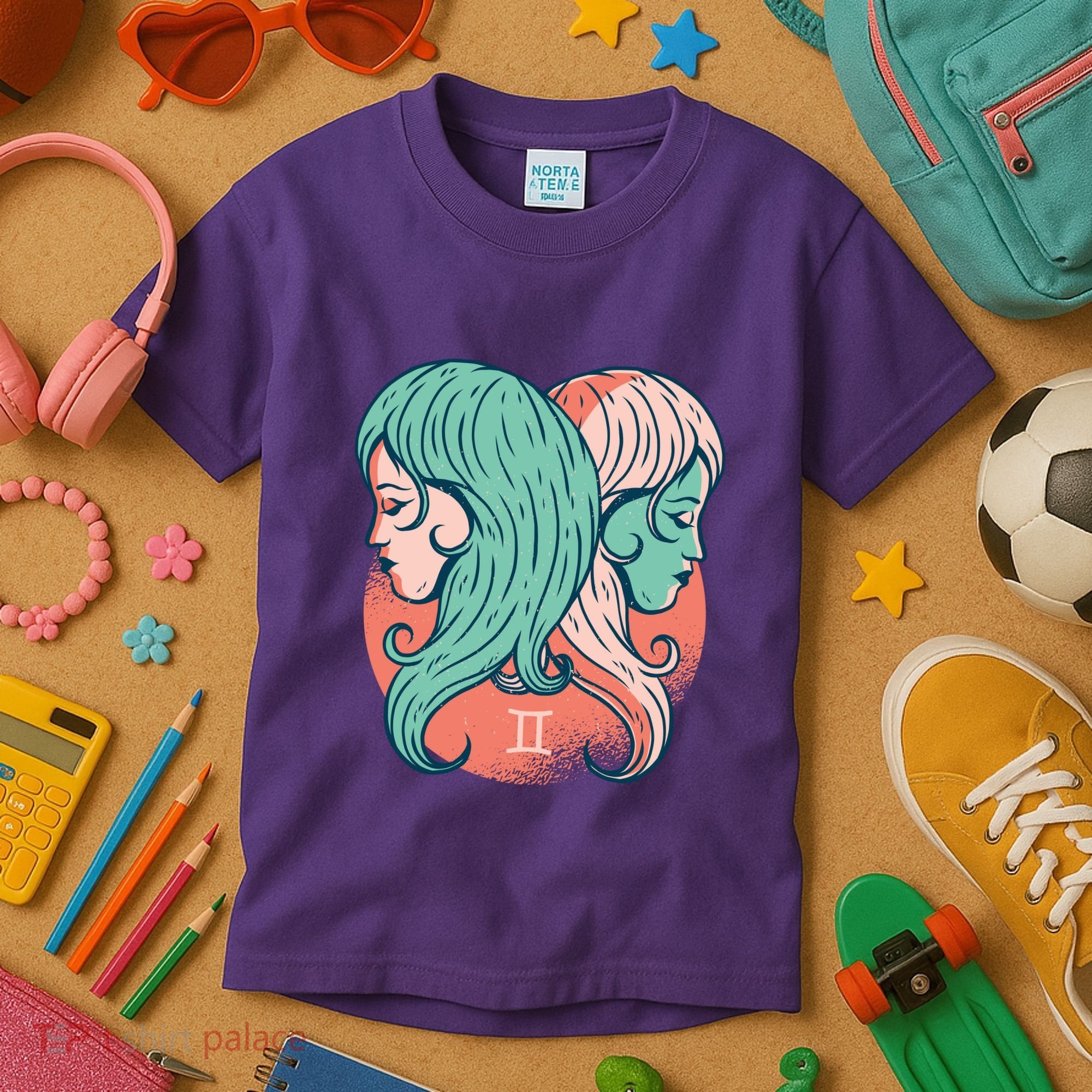Gemini Zodiac Girl Kids T-Shirt