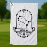 Gemini Zodiac Symbol Design Golf Towel thumb 1