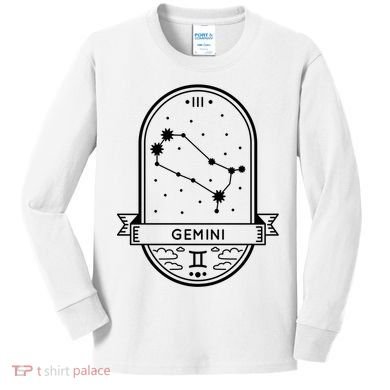 Gemini Zodiac Symbol Design Kids Long Sleeve Shirt