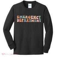 Groovy Emergency Nurse ED ER Emergency Department Nursing Kids Long Sleeve Shirt thumb 0