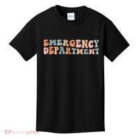 Groovy Emergency Nurse ED ER Emergency Department Nursing Kids T-Shirt thumb 0