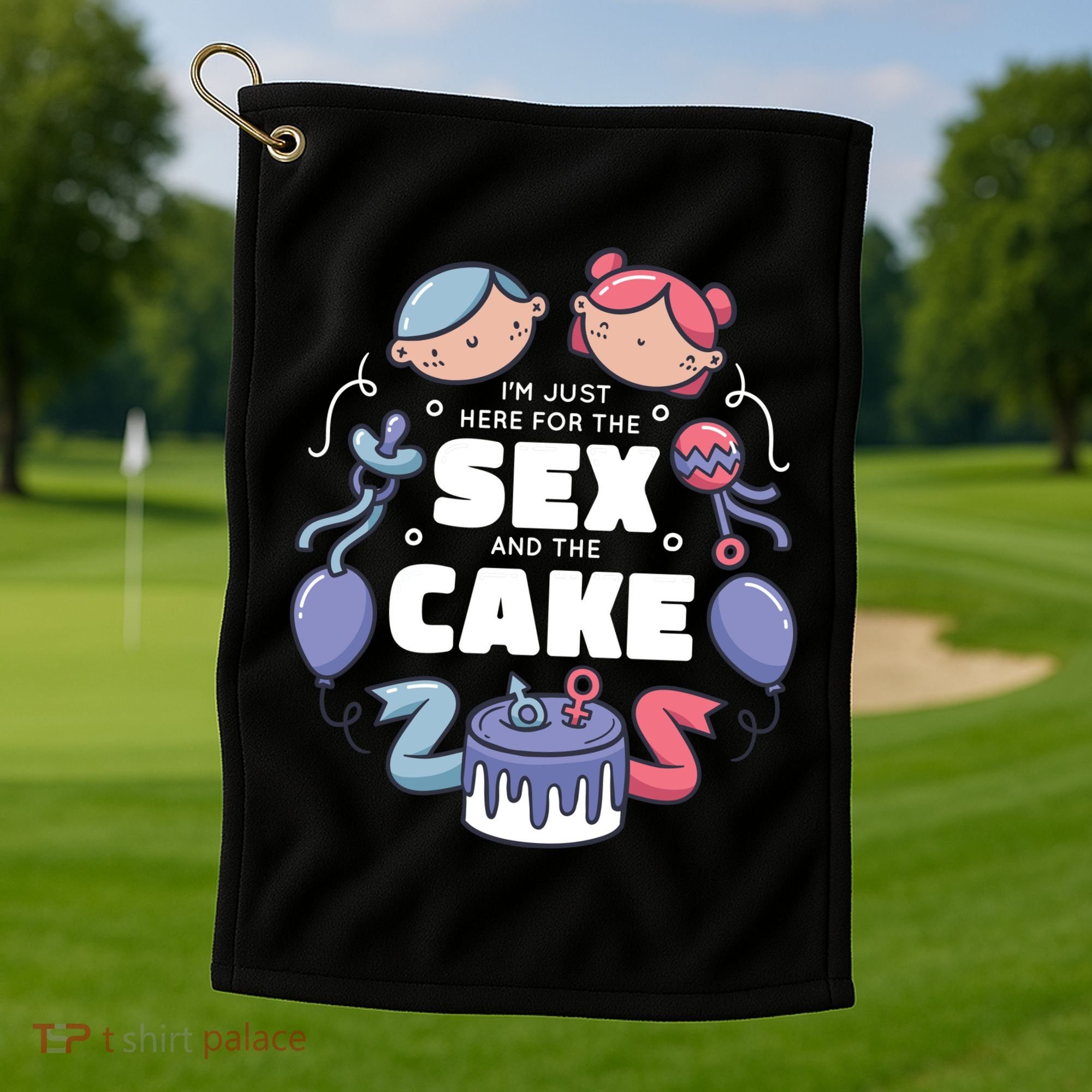 Gender Reveal Funny Cake Golf Towel