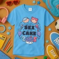 Gender Reveal Funny Cake Kids T-Shirt thumb 3