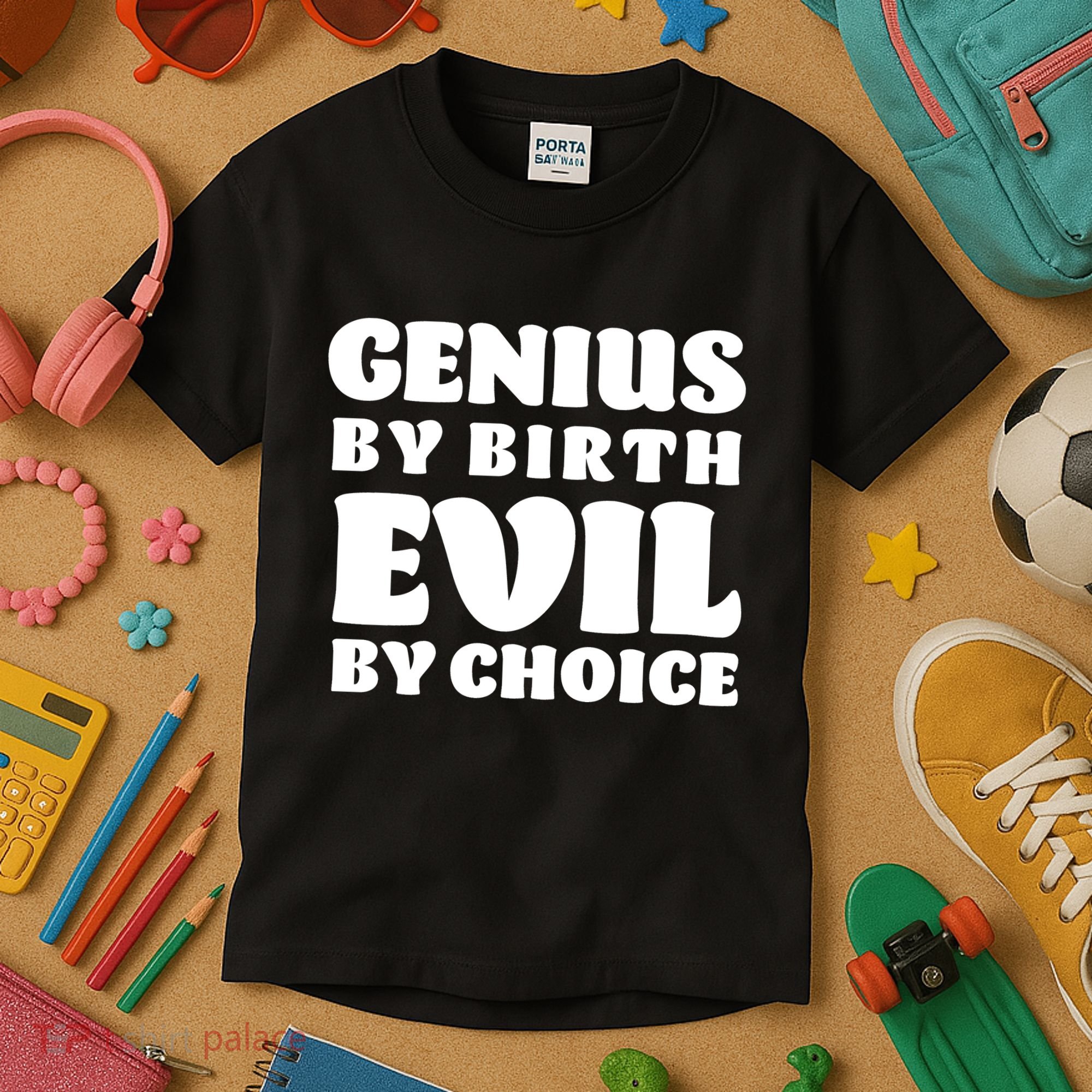 Genius By Birth Evil By Choice Kids T-Shirt