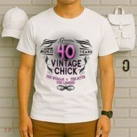 Genuine Aged 40 Years Vintage Chick 40th Birthday T-Shirt thumb 6