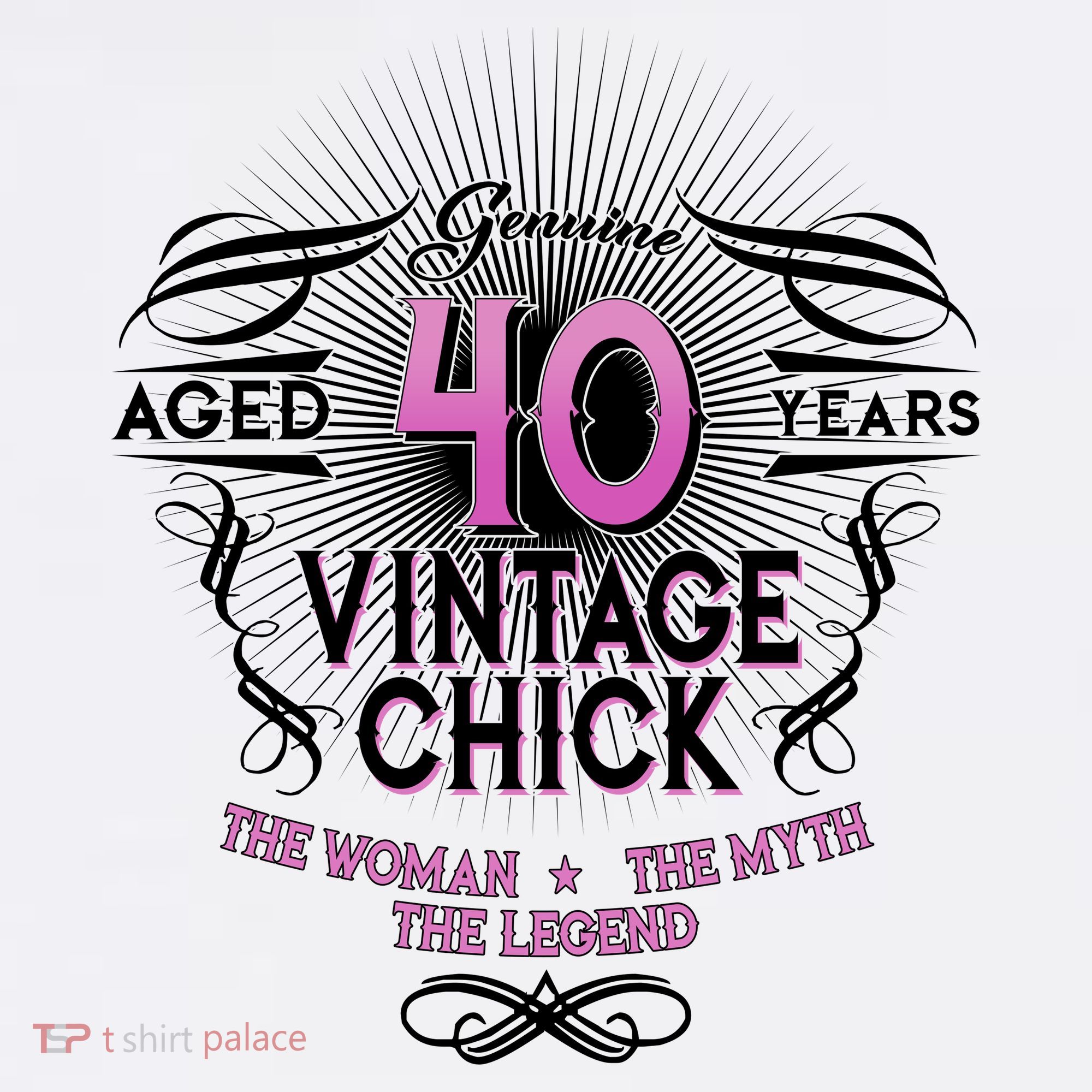 Genuine Aged 40 Years Vintage Chick 40th Birthday T-Shirt