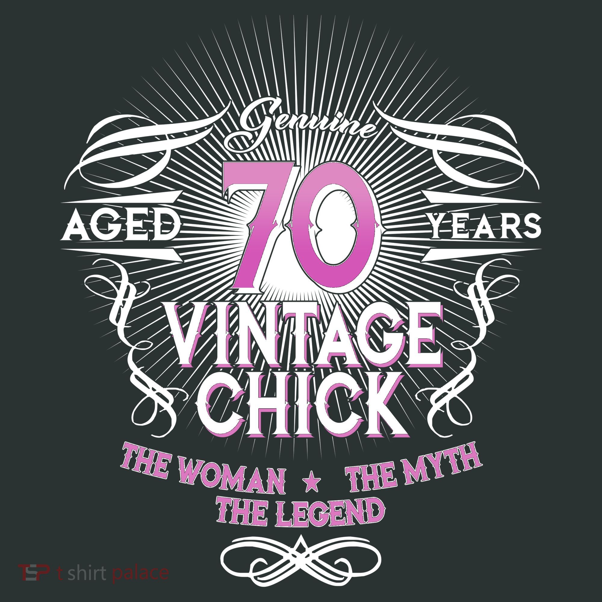 Genuine Aged 70 Years Vintage Chick 70th Birthday T-Shirt