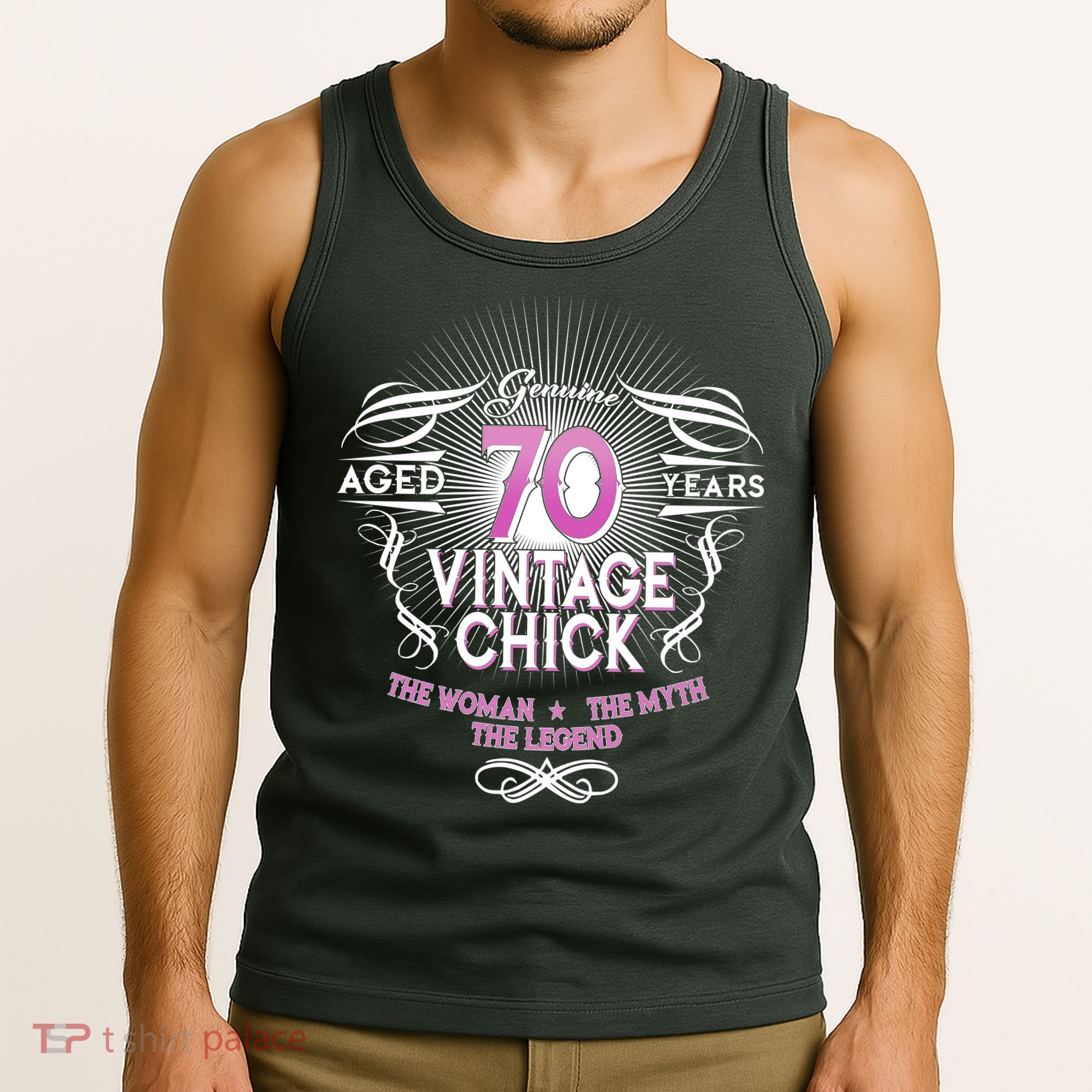 Genuine Aged 70 Years Vintage Chick 70th Birthday Tank Top