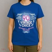 Genuine Aged 90 Years Vintage Chick 90th Birthday T-Shirt thumb 4