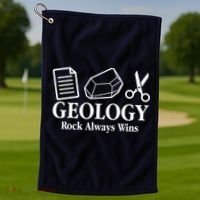 Geology Rock Always Wins Golf Towel thumb 1