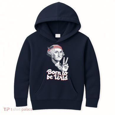 George Washington Born To Be Wild Kids Hoodie