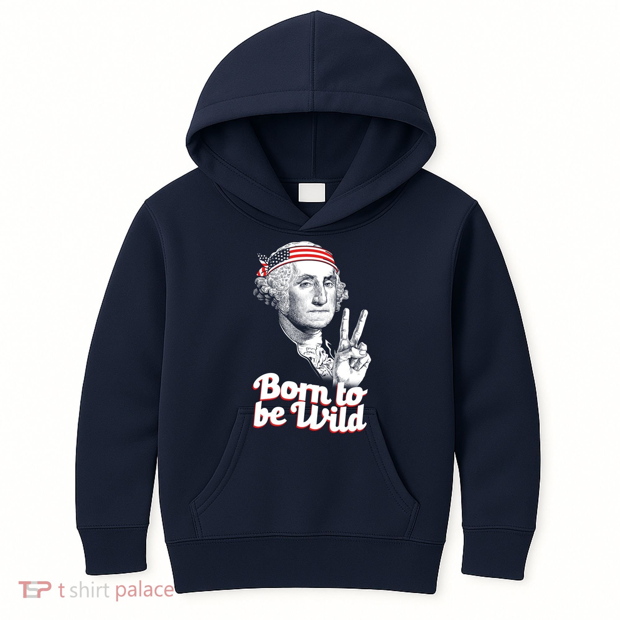 George Washington Born To Be Wild Kids Hoodie