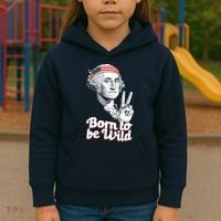 George Washington Born To Be Wild Kids Hoodie thumb 3
