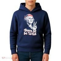 George Washington Born To Be Wild Kids Hoodie thumb 4