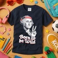 George Washington Born To Be Wild Kids T-Shirt thumb 3