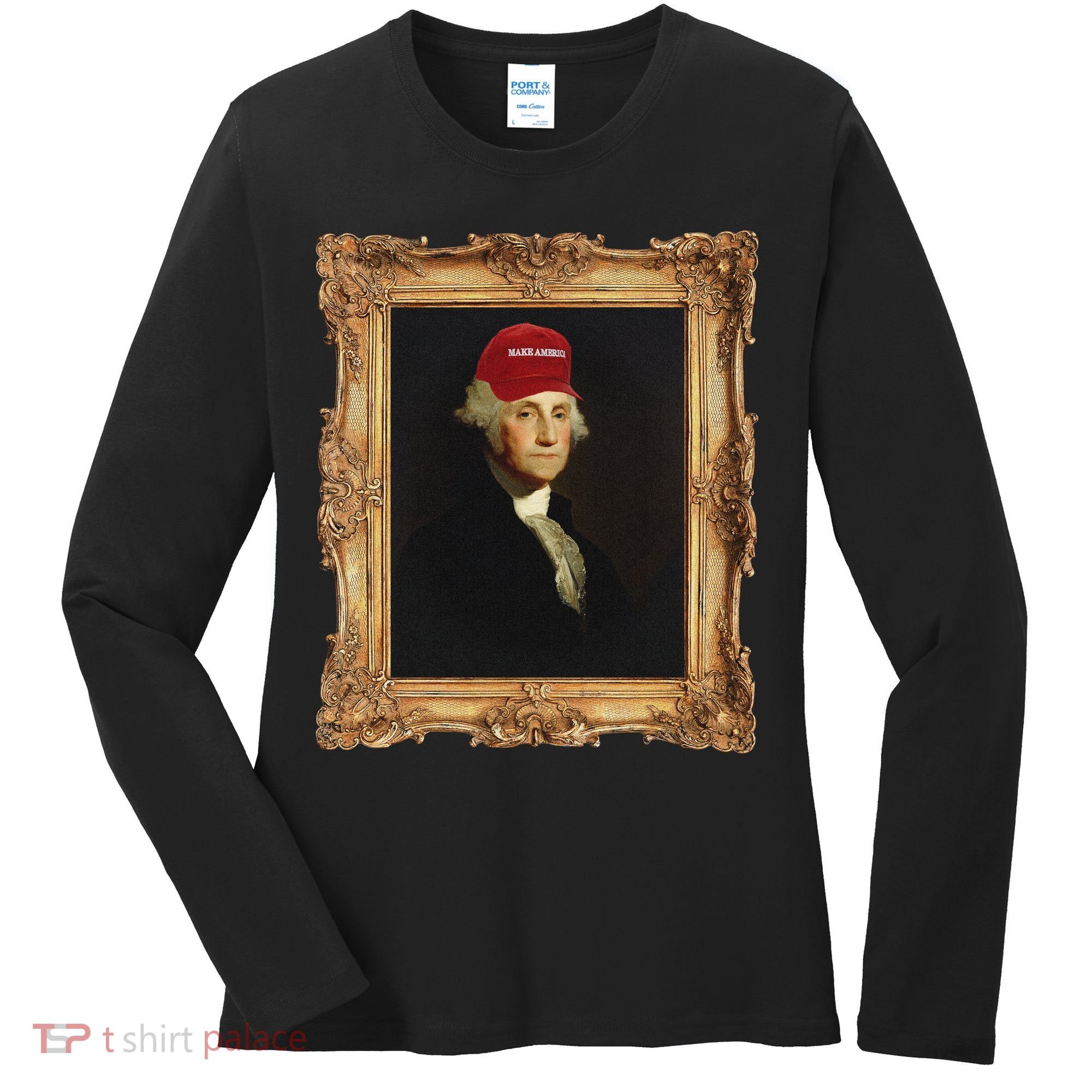 George Washington Make America Portrait Women's Long Sleeve Shirt